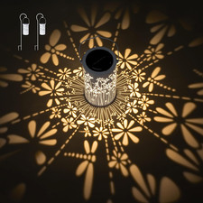 2 Lanterne Solari Da Esterno, 2 Lampade Da Esterno in Metallo Con Ganci Da Pasto