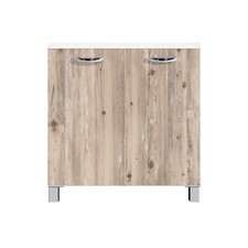 Mobile base cucina 80 cm 2 ante con ripiano bianco o legno - MabelOnline