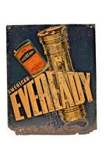 Vintage American Eveready Latta Insegna Pubblicitaria Torcia Batteria USA 10x8