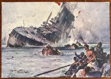 CARTOLINA MILITARE-MARINA "AFFONDAMENTO DELLA VIRIBUS UNITIS 1918" VIAGGIATA