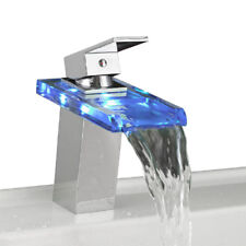 LED Cascata Rubinetto Vetro Rubinetteria Bagno Miscelatore Monocomando Lavandino