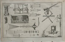 1766 Antico Stampa Telescopio Arazzo Tessitura Loom ~ Vari Diagramma
