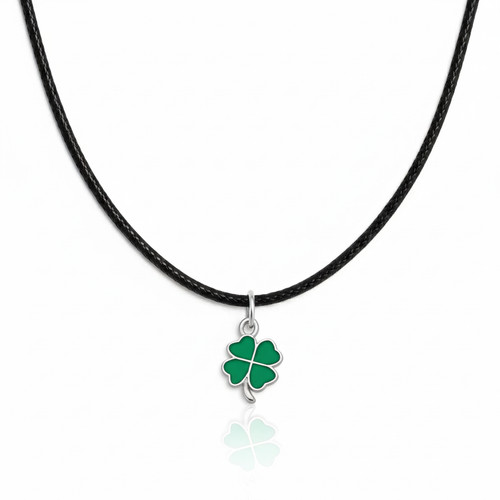 Collana nera con quadrifoglio - nera,