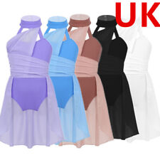 Costume da ballo lirico UK bambina ragazza ritaglio schiena vestito da ballo con gonna