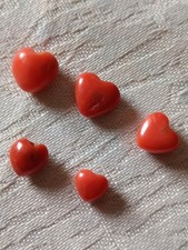 5 Natural Red Coral Hearts