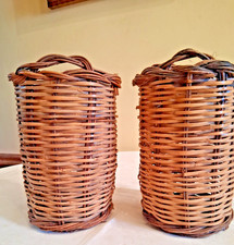 LOTTO DI 2 ANTICHI CESTINI SICILIANI LAVORATI A MANO VEDI DESCRIZIONE E FOTO