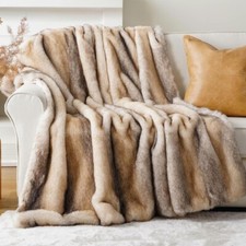NUOVO West Olmo Boho Marrone Pelliccia Ecopelliccia Spessa Visone Lancio Coperta Biancheria da Letto - 60" x 50"