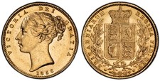 GRAN BRETAGNA Vittoria 1856 AV Sovrano. PCGS MS61. SCBC-3852D; Marsh 39.