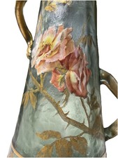 Splendido vaso in vetro floreale Legras, due manici/nouveau francese alto 15 pollici!! 