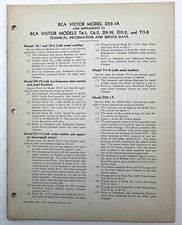 RCA Victor Modello D22-1A Dati tecnici e di assistenza 1937 Originale