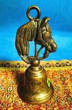 1037- Campana campanella da tavolo in ottone brunito testa di cavallo