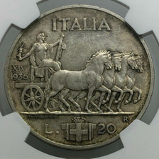 RARO 20 Lire IMPERO  1936 NGC