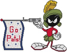 PUNTO CROCE + MOTIVO ARTIGIANALE Looney Tunes Marvin Martian NE Patriots calcio divertimento