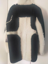 Cappotto shearling TSTM unisex premium edizione limitata color block nero/crema 