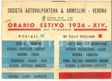 1936 VERONA Società AUTOVALPANTENA & ARMELLINI - Orario estivo autolinee