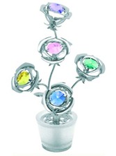 CINQUE ROSE ARGENTATE CON VASO