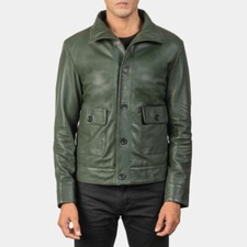 Giacca biker uomo retrò - , verde