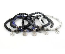 Bracciale da uomo donna pietre dure con segno zodiacale acciaio braccialetto 