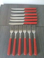 ICM set 12 posate frutta/dolce manico colorato 6 forchette+6 coltelli