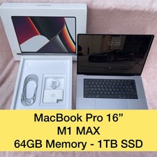 Apple MacBook Pro 16" M1 MAX - 1TB SSD - 64GB Memoria - 32GB GPU -Hi Spec Laptop 