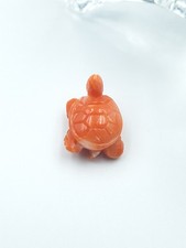 ANTICO CIONDOLO STATUETTA TARTARUGA DI CORALLO ROSSO CORALLO DEL GIAPPONE 