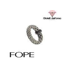 Anello Donna Fope Flex'it Collezione Vedome in Oro Bianco 18k e Diamanti Neri