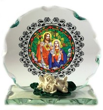 Jesus & Mary,  Jade Cut Glass