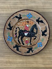 Piatto Vintage Decorativo Artigianale Sardo In Cuoio Sardegna Anni 70