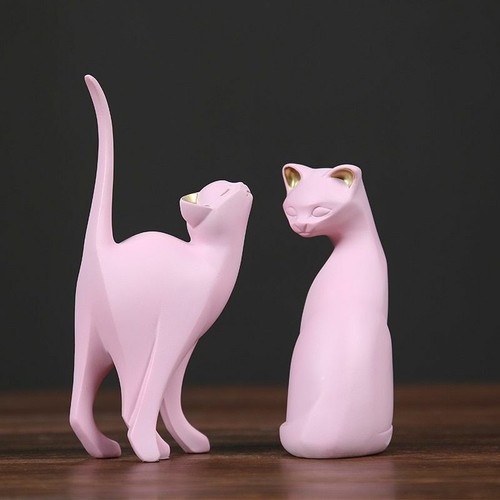 Statuine gatto rosa creativo
