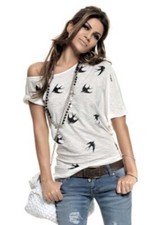DENNY ROSE MAGLIA t-shirt art. 4695 stampa RONDINI + collana tg. L