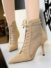 stivali stivaletti beige lacci