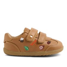 Sneakers Bobux Step Up Neonato Buggie Pelle Caramello con Chiusura Doppio Cinturino