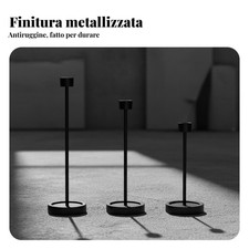 Portacandele alto nero, ferro