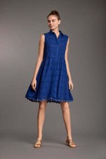 Abito Smanicato in Pizzo San Gallo colore Blu Iconique IC25-002