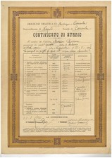 CARINOLA MONDRAGONE CASERTA CERTIFICATO DI STUDIO 23.7.1924 PAGELLA