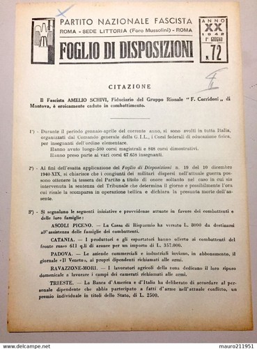 Partito fascista disposizioni