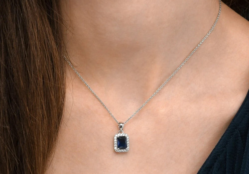 Collana catena zaffiro blu