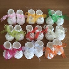 SCARPINE NEONATO UNCINETTO - Idea Regalo Nascita O Bomboniere - Per Bambina