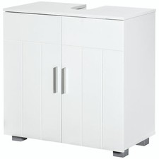 kleankin Mobile Bagno a U Sotto Lavabo Salvaspazio con Ripiano Interno Bianco