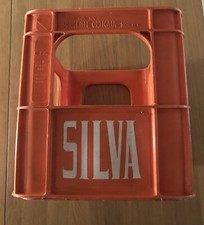 Cassa Vintage Portabottiglie retrò Plastica Arancione Acqua  Silva Cassetta
