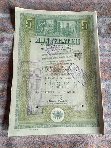 1947 certificato azionario - -,