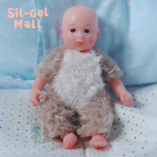 Mini bambola 6" simpatica occhi aperti neonata bambina reborn silicone platino completa