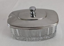 Vecchia Formaggera  Anni 80 In Cristallo Lavorato E Acciaio Inox 18/10 Ottima