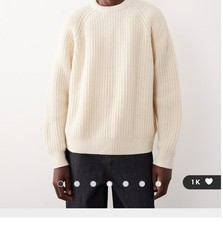 ASOS COLLECTIVE maglione oversize maglia lana in ecrù taglia media nuovo con etichetta