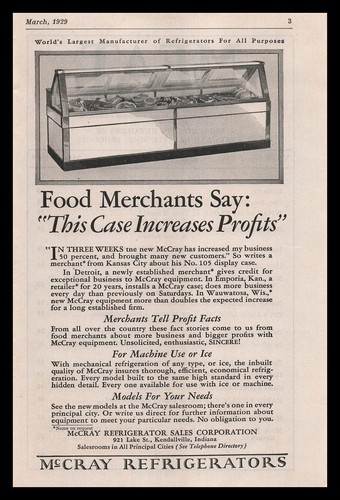 1929 mccray frigorifero sales - mccray,