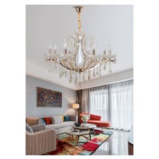 LAMPADARIO A SOSPENSIONE SOFFITTO CLASSICO 8 BRACCI E14 EFFETTO CRISTALLO A60-8