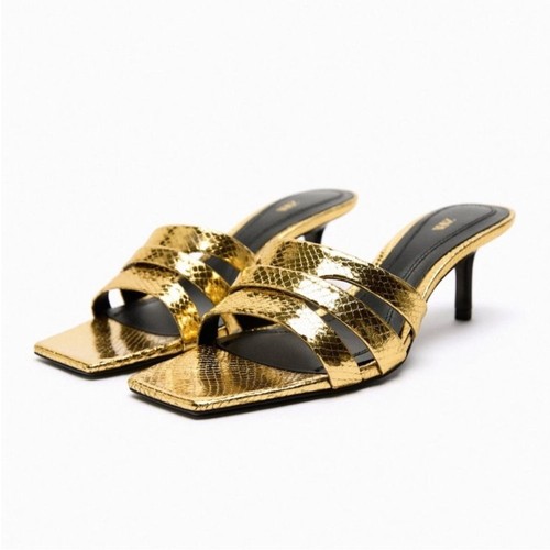Zara metallic heel slides - zara,