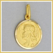 Ciondolo in ORO Giallo 18 kt 750 Volto Gesu Cristo Croce Medaglietta Religiosa