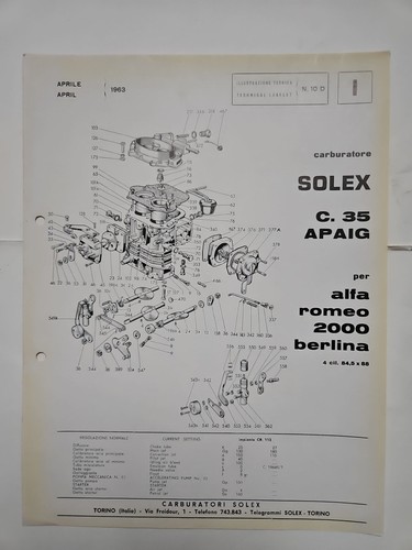 Opuscolo carburatori solex - opuscolo,