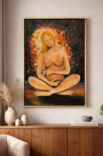 Quadro dipinto attesa - quadro,